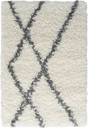 Kusový koberec My Shaggy Raute creme, 60x90, čiernobiela, chodba / predsieň, My Flair