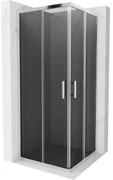 Mexen Rio, štvorcový sprchovací kút s posuvnými dverami 80(dvere) x 80(dvere) x 190 cm, 6mm šedé sklo, chrómový profil, 860-080-080-01-40