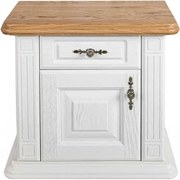 Biely nočný stolík z masívu s dvierkami, 60x40x54 cm Otváranie vľavo