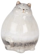 Sivá keramická dekorácia mačka - 14*13*18 cm