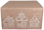 Hnedý behúň s perníkovými chalúpkami Gingerbread Bliss - 50*140 cm