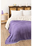 Fialová mušelínová prikrývka na dvojlôžko 230x250 cm – Mijolnir