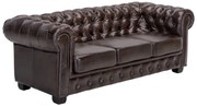 furniture-nabytek.cz - Trojmiestna pohovka Chesterfield z pravej kože, hnedá – 200×90×72 cm