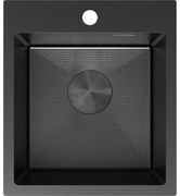 Mexen Solix, 1-komorový nerezový drez 400 x 450 mm, čierna, vzor voština, 6401401000-70HC