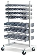 Mobilný stojan na náradie s boxami, 100 plastových boxov