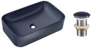 Sada keramického umyvadla na desku a výpusti Kama 60 cm modrá