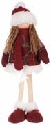 Vianočná dekorácia látkové dievčatko Kabátik, v. 35 cm, červená