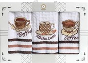 KUCHYNSKÉ UTIERKY CUP OF COFFEE SADA 3 KS 35X50 CM VZOROVANÉ