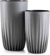 PLASTOVÝ KVETINÁČ STRIPPED SADA 2KS 25X42 CM+30X51,5 CM SIVÁ