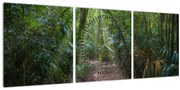 Obraz - Slnečné lúče v džungli (s hodinami) (90x30 cm)