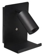 Nástenné bodové svietidlo s poličkou a USB nabíjačkou 1xGU10/35W/230V čierna