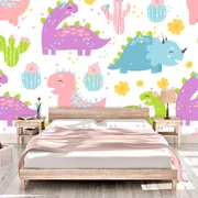 Sablio Tapeta Dinosaury a kaktusy - 125x75 cm