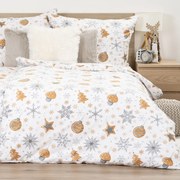4Home Flanelové obliečky Golden Xmas Night, 140 x 220 cm, 70 x 90 cm