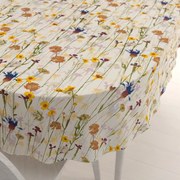 Biante Bavlnený oválny obrus Sandra SA-571 Lúčne kvety na krémovom 50x100 cm