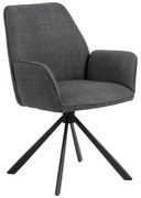 Tmavosivé čalúnené jedálenské kreslá v súprave s podrúčkami 2 ks Glenda – Actona