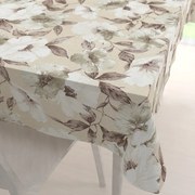 Biante Dekoračný obdĺžnikový obrus Porto PRT-011 Hnedo-biele kvety na béžovom 50x100 cm