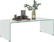 HOMCOM Moderný Monolitický Stolík pod Kávy s Protišmykovými Nôžkami, Temperované Sklo, 100x50x35 cm, Transparentný | Aosom
