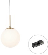 Závesná lampa Art Deco zlatá s opálovým sklom vrátane čierneho adaptéra na koľajnicu 1-fázová - Iconic Flore