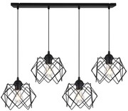 Závesné svietidlo Stella, 4x čierne drôtené tienidlo