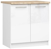Kuchyňská skříňka Olivie S 80 cm 2D bílá/bílý lesk/dub sonoma