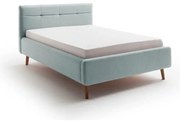 Svetlomodrá čalúnená dvojlôžková posteľ s úložným priestorom s roštom 140x200 cm Lotte – Meise Möbel