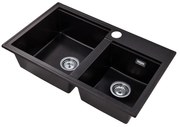 Gamma Modern 8020, 2-komorový granitový drez 795x495x210 mm, čierna so zlatými bodmi, GMA-ZLE000033