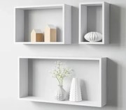 Sada nástenných regálov (3 ks) Shelvy Rec, biela%