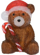 Vianočná LED dekorácia Candy bear, 24 cm