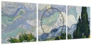 Obraz - Vincent van Gogh, Wheat Field with Cypresses, reprodukcia (s hodinami) (90x30 cm)