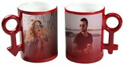 Sablio Magické hrnčeky pre páry s vlastnou potlačou: On a ona - 270 ml - červené