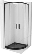 Mexen Rio polkruhová sprchová kabína 80 x 80 cm, transparentnéné, čierna + závesný bidet Flat, čierna - 863-080-080-70-00-4170B