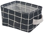 Čierny kockovaný látkový košík - 21*21*17 cm