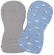 Vulpi Obojstranná podložka do kočíka Minky - Modré autíčka