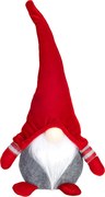 Postavička MagicHome Vianoce, Škriatok s krátkymi nohami, látkový, červeno-sivý, 15x9x33 cm