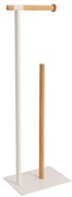 Stojan na toaletný papier White Bamboo, biela/s drevenými prvkami