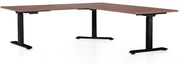 Výškovo nastaviteľný stôl OfficeTech Angle, 180 x 200 cm, čierna podnož, orech