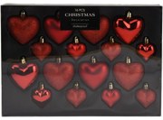 Sada vianočných ozdôb Heart červená, 16 ks