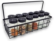 Orion Dekoratívny kovový košík, čierny, organizér na korenie alebo prísady