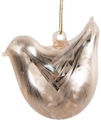 Závesná dekorácia ružový sklenený vtáčik - 7*4*6 cm