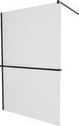 Mexen Kioto+, sprchová zástena s poličkou a držiakom na uteráky 140 x 200 cm, 8mm námraza sklo, čierny profil, 800-140-121-70-30