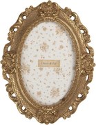 Zlatý antik oválny fotorámik so zdobením - 16*2*21 cm / 10*15 cm