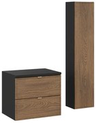 Kúpeľňová zostava s doskou a skrinkami Talia Casella 60 cm čierna mat/dub casella