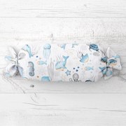 Biante Detský vankúš valec bonbon Sandra SA-442 Morský svet modrý na bielom 15x40 cm