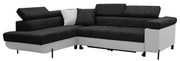 Rohová sedacia súprava s funkciou spania, vlnité pružiny, ADIS, ľavá Čierna/biela
