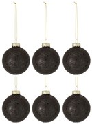 6ks čierne vianočné gule baubles stars black - Ø 8cm