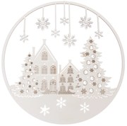 Drevená vianočná dekorácia na stenu Vločky, 37 cm