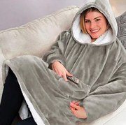 VERK Deka s rukávmi a kapucňou Huggle Hoodie - šedá