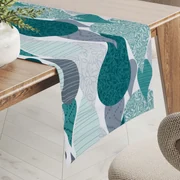 Biante Bavlnený behúň na stôl Sandra SA-444 Sivo-petrolejové kvapky s ornamentami 20x120 cm