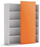 PLAN Skriňa vysoká otvorená BLOCK White, oranžová