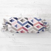 Biante Vankúš valec bonbon Sandra SA-573 Modro-ružovo-sivé kosoštvorce 15x40 cm